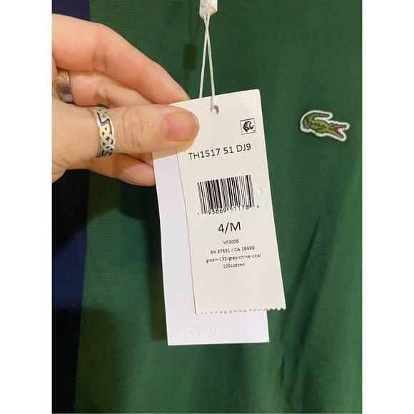 Lacoste NWT Green Colorblock Stripe T-Shirt Size Medium - Picture 3 of 8